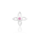 Front view of Fleur in white gold – four-petal flower with gemstone center