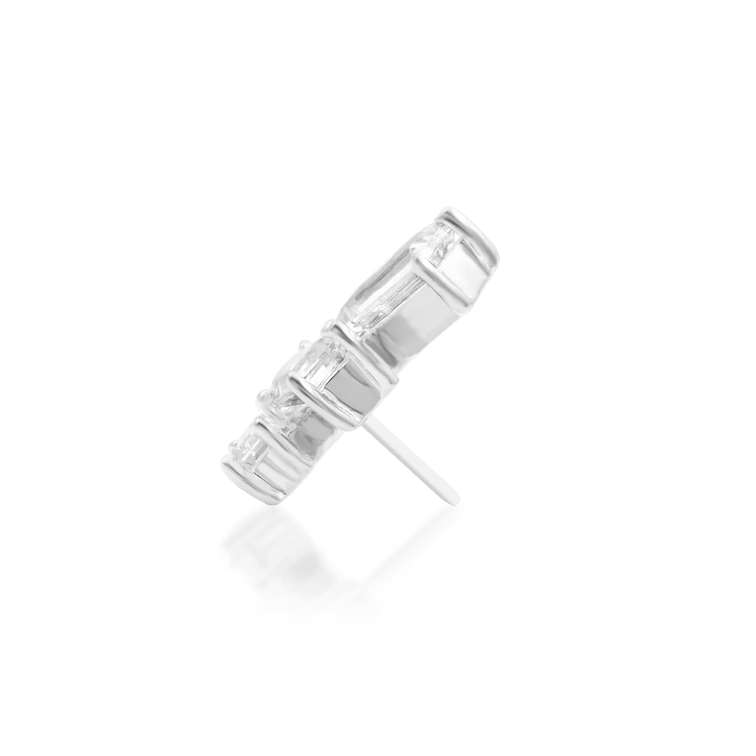 Happy Trails – Cascading CZ Trio – 14K Gold Threadless End