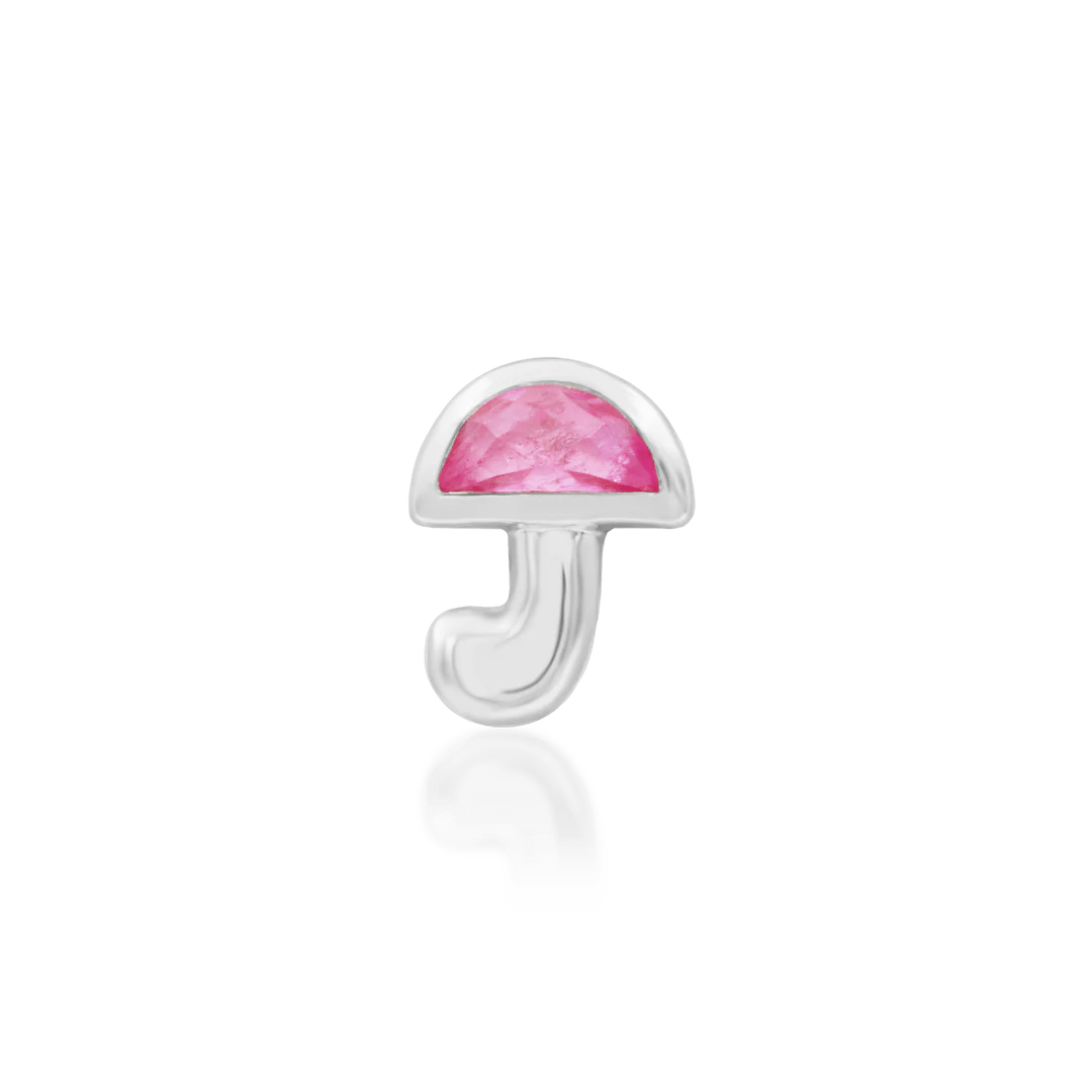 Front view of Kinoko in white gold – soft cap design with gemstone