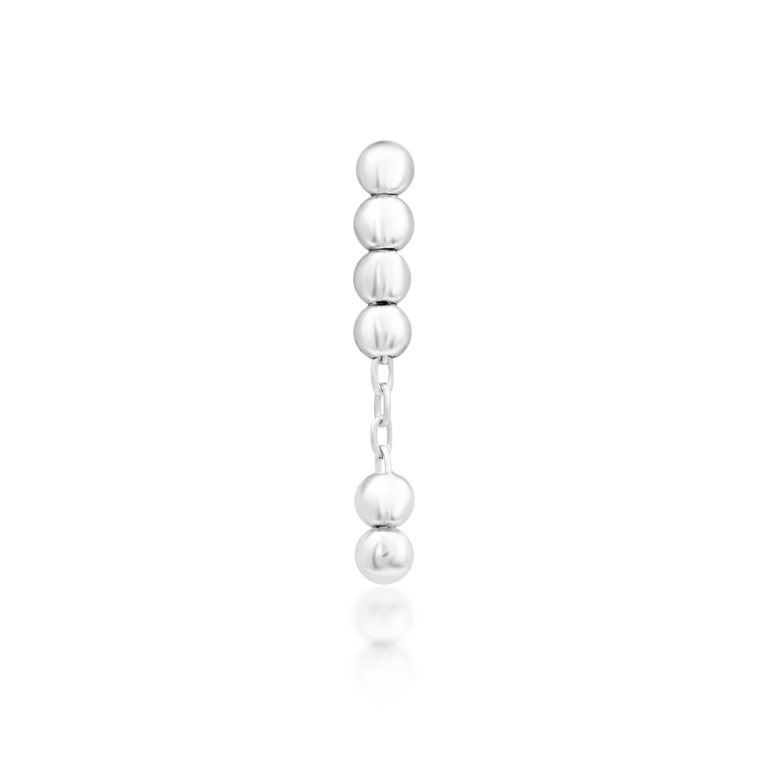 Front view of Lennon in white gold – delicate minimalist charm with small spheres