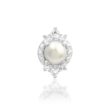 Margaret Crown – Pearl & CZ Halo – 14K Gold Threadless End