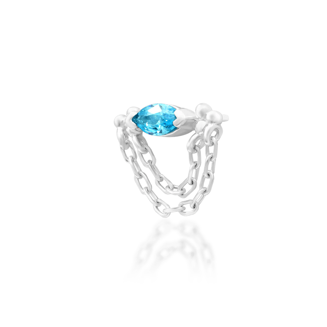 unipurr Marina end featuring aqua stone and flowing chain