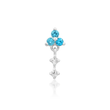 Elegant gold stud for ear curation with ocean-blue sparkle
