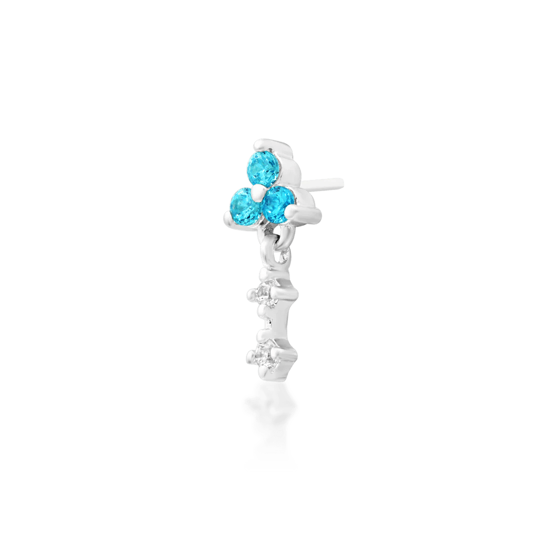 Vertical threadless end with blue cubic zirconias by Junipurr
