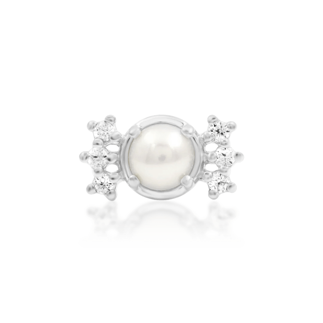 Martha Luxe – Pearl & CZ Cluster – 14K Gold Threadless End