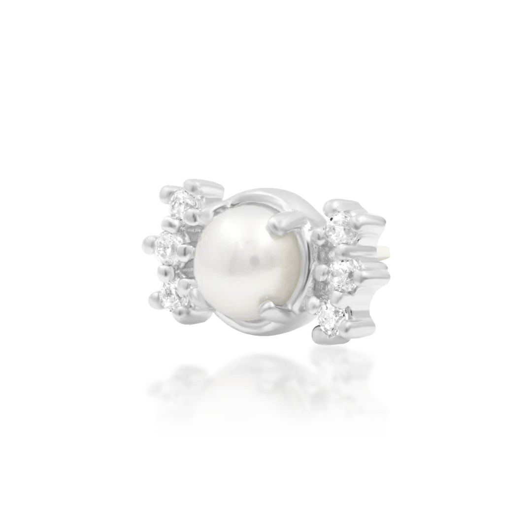 Martha Luxe – Pearl & CZ Cluster – 14K Gold Threadless End