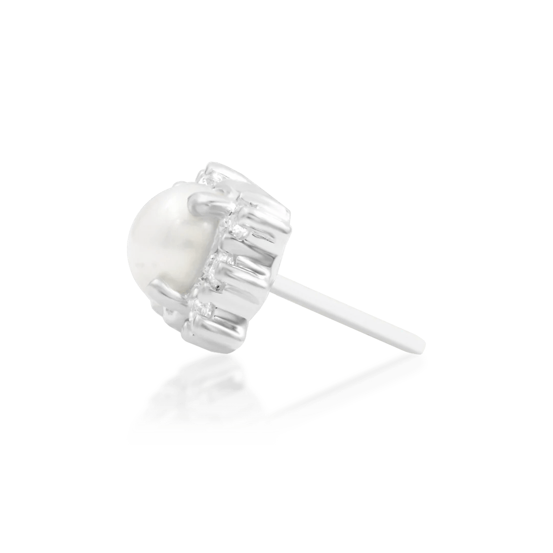 Martha Luxe – Pearl & CZ Cluster – 14K Gold Threadless End
