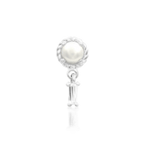 Vertical gold piercing end with luminous pearl centerpiece