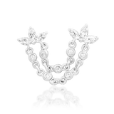 Front view of Munira in white gold – symmetrical arc with delicate chain detail