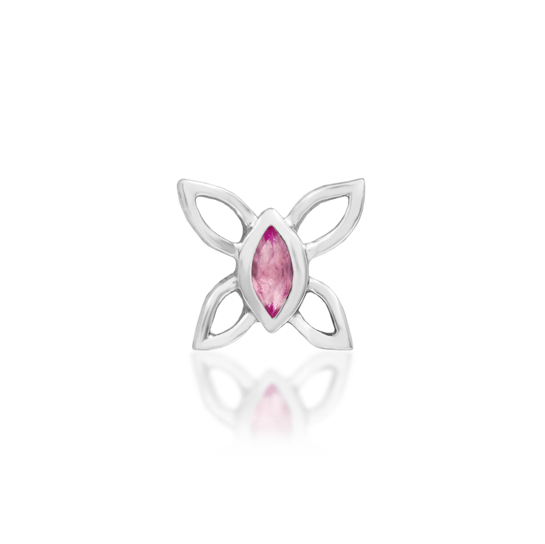 Close-up of Navhvi jewelry in white gold – sculpted wings and soft color