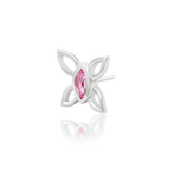 Macro image of Navhvi end – 14k gold wings and central pink CZ sparkle