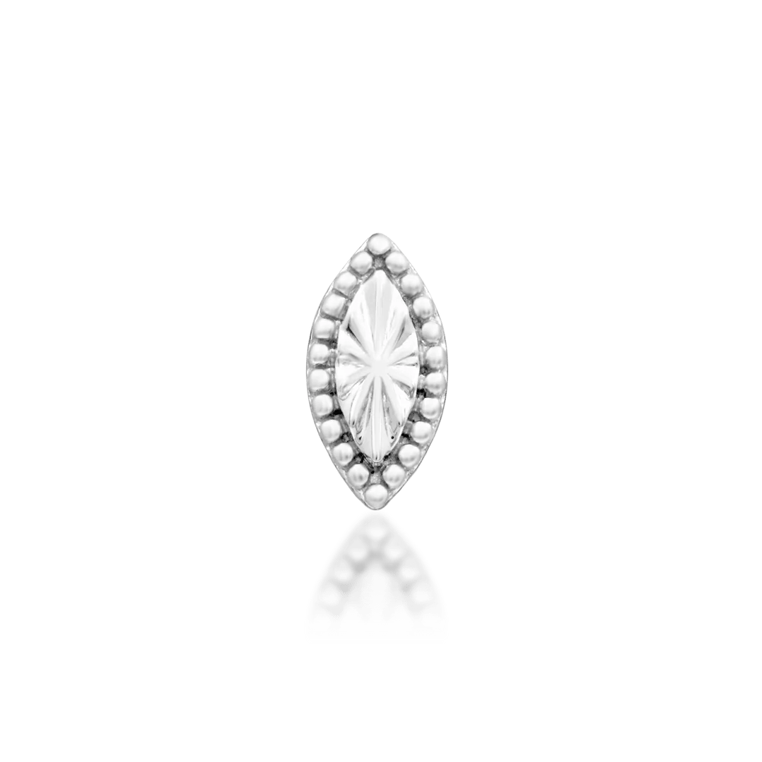 Front view of Novie in white gold – minimalist elongated shape