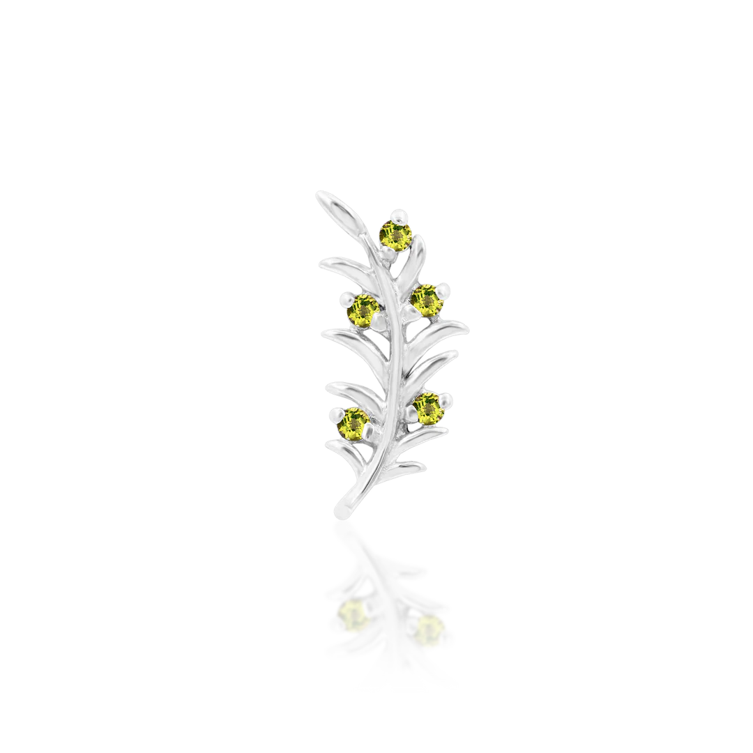 Olive Branch – Peridot CZ Curve – 14K Gold Threadless End