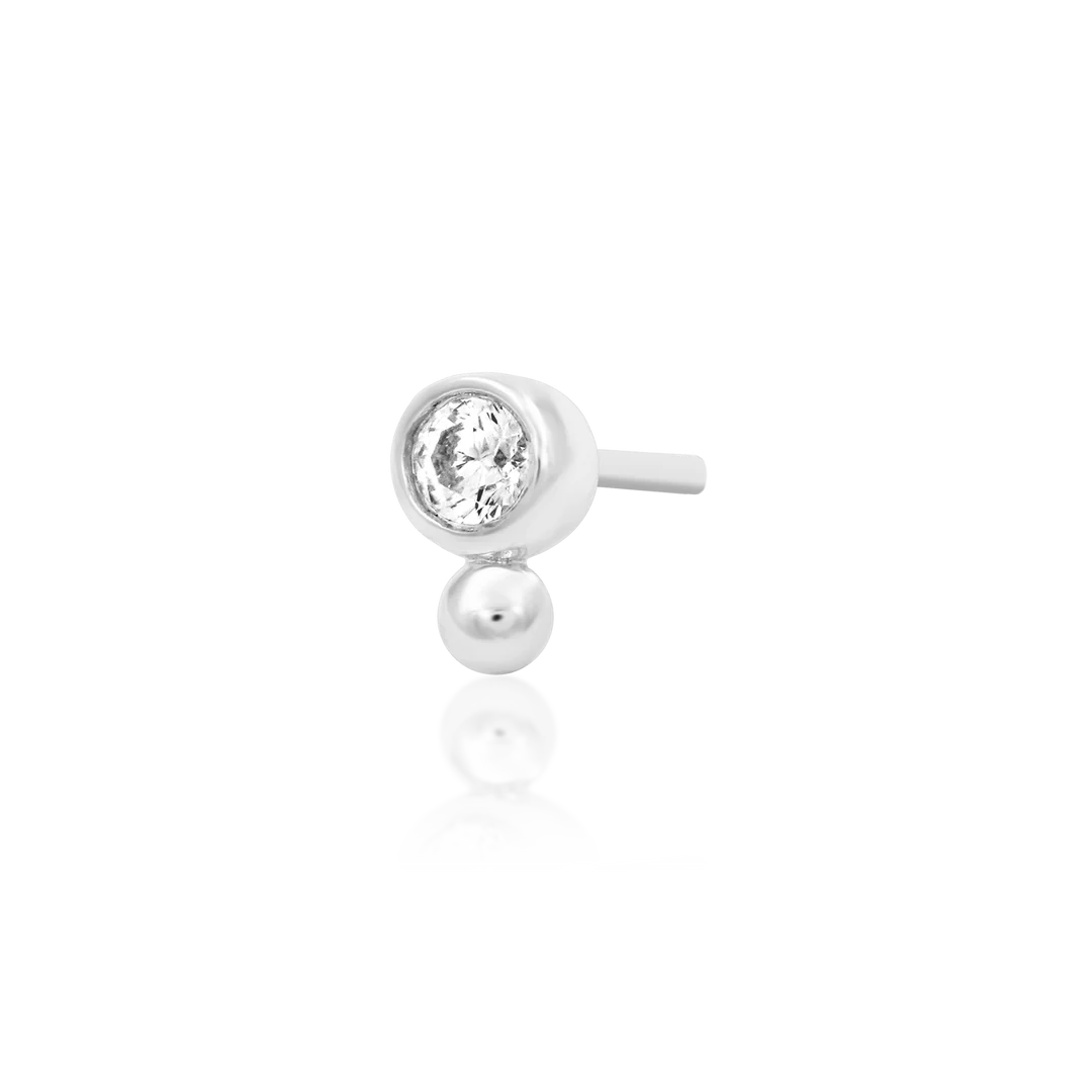 Olivia – CZ Bezel & Gold Bead – 14K Gold Threadless End