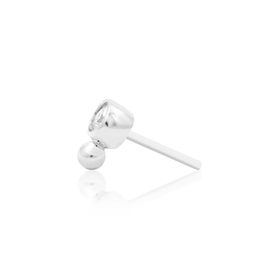Olivia – CZ Bezel & Gold Bead – 14K Gold Threadless End