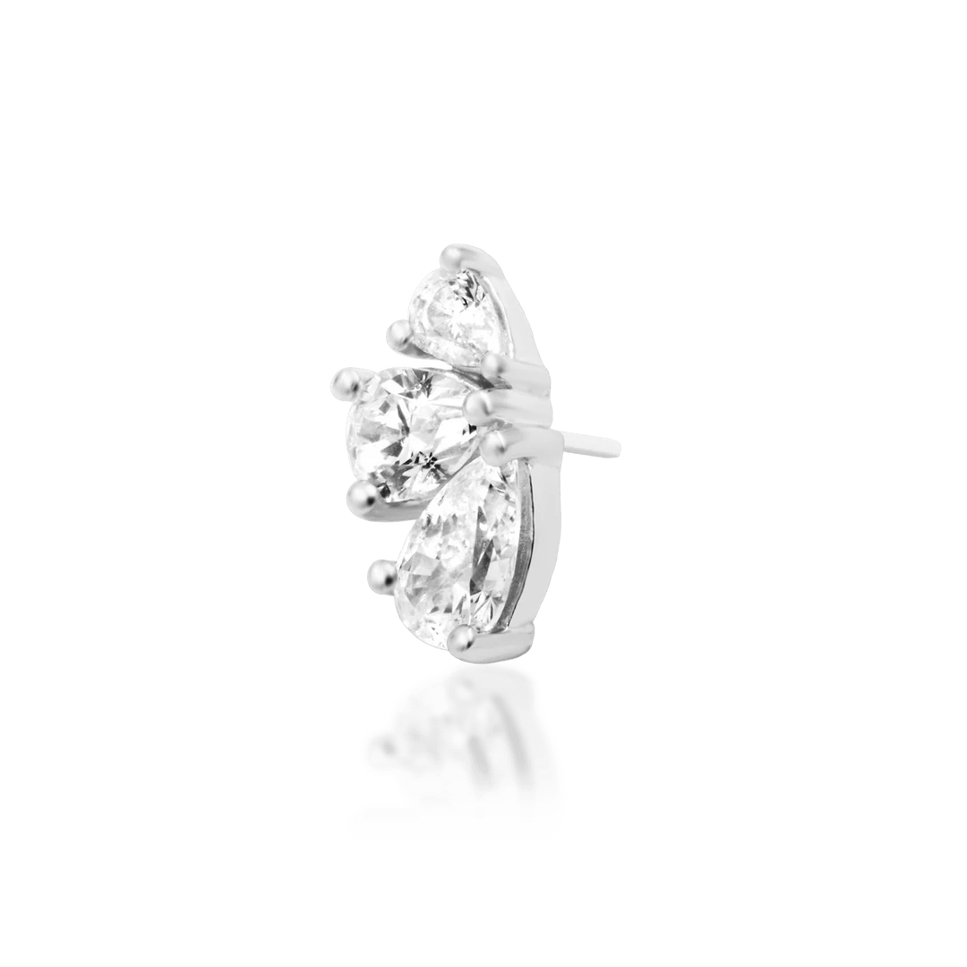 Detail View of Padma in Conch Piercing – Highlighting CZ Sparkle