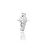 Macro shot of Point Taken threadless end – polished 14k gold and CZ layout