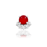 Front view of Rolina in white gold – deep red center with sparkling zirconia