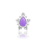 Solid 14K gold threadless end with purple turquoise and CZ accents