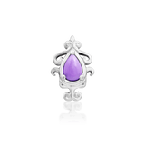 Solid 14K Gold Savene Threadless End with Oval Purple Turquoise – Macro Shot