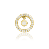Ailany threadless end in 14k yellow gold – moonstone with CZ starburst design