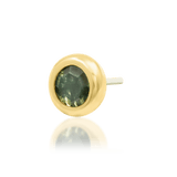 Close-Up of Alary End Showing Moss Agate Stone and Gold Prongs