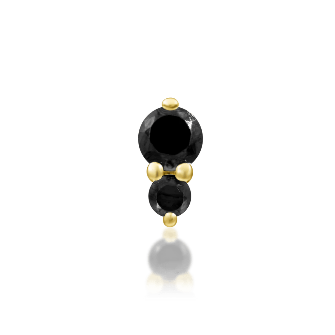 Aman threadless end in 14k yellow gold – stacked black CZ duo