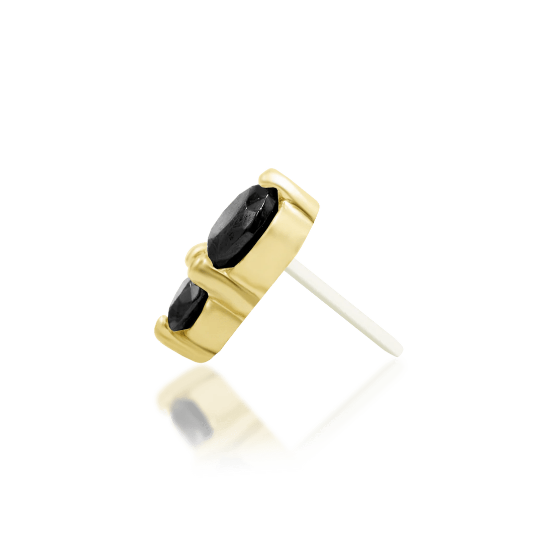 Aman Threadless End in 14K Gold with Black CZs – Front View