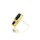 Aman Threadless End in 14K Gold with Black CZs – Front View