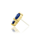 Aman 14K Gold Threadless End with Sapphire Blue CZs – Front View