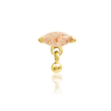 Amanda threadless end in 14k yellow gold – front view with sunstone