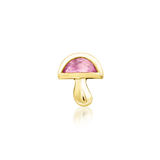 Amanita threadless end in 14k yellow gold – mushroom shape with pink CZ
