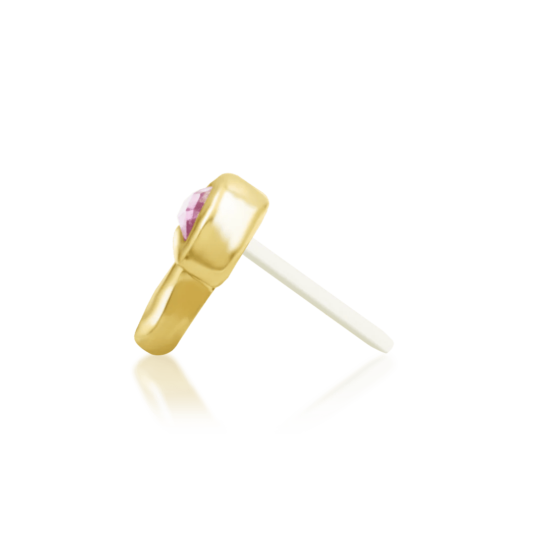 Amanita 14K Gold Threadless End with Pink CZ – Front View