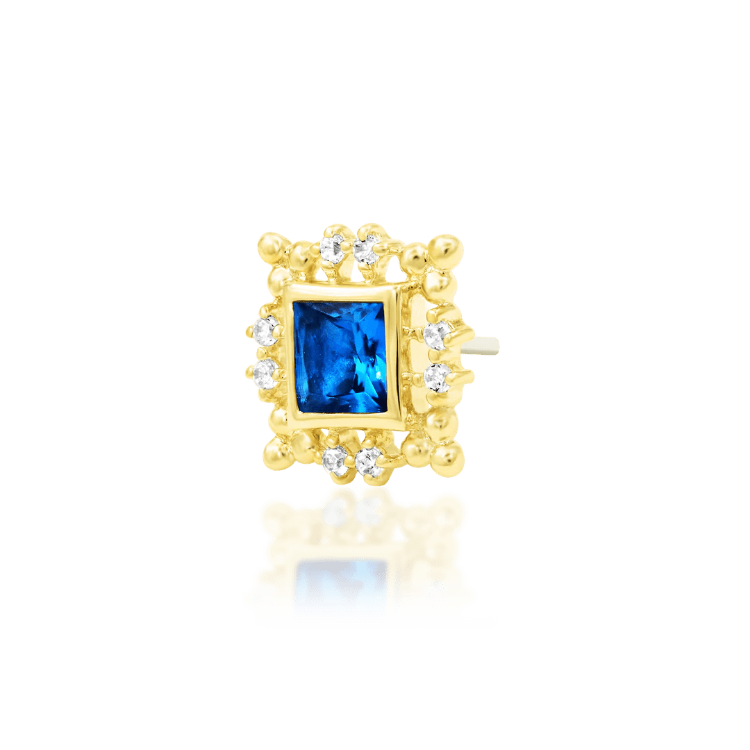 Mandala-Inspired Gold Jewelry with Blue Topaz and CZ Accents – Top Angle