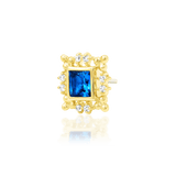 Mandala-Inspired Gold Jewelry with Blue Topaz and CZ Accents – Top Angle