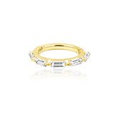 Annie clicker ring in 14K yellow gold with CZ baguettes