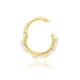 Five baguette-cut CZs in forward-facing clicker design