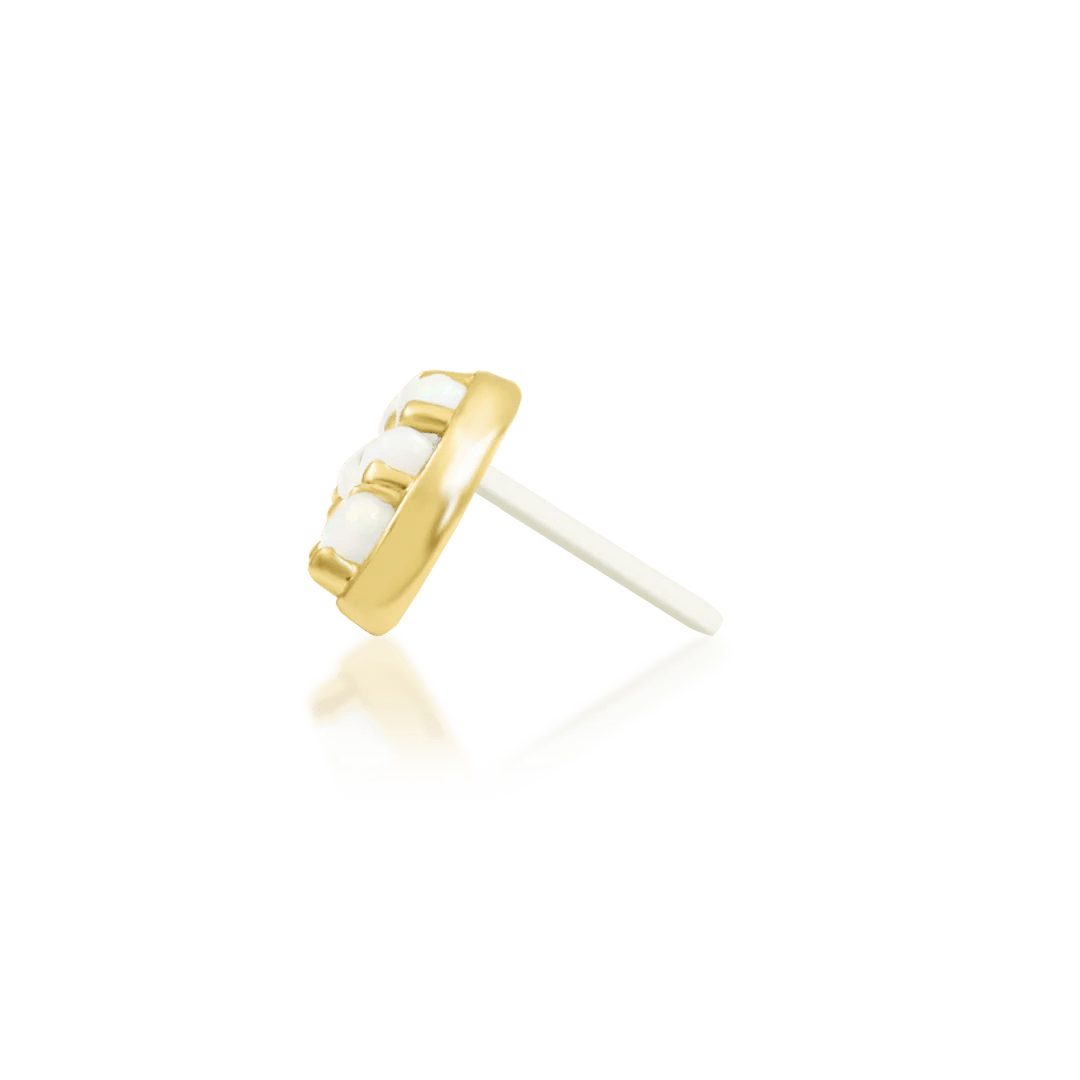 Archly 14K Gold Threadless End with Opals and CZs – Front View