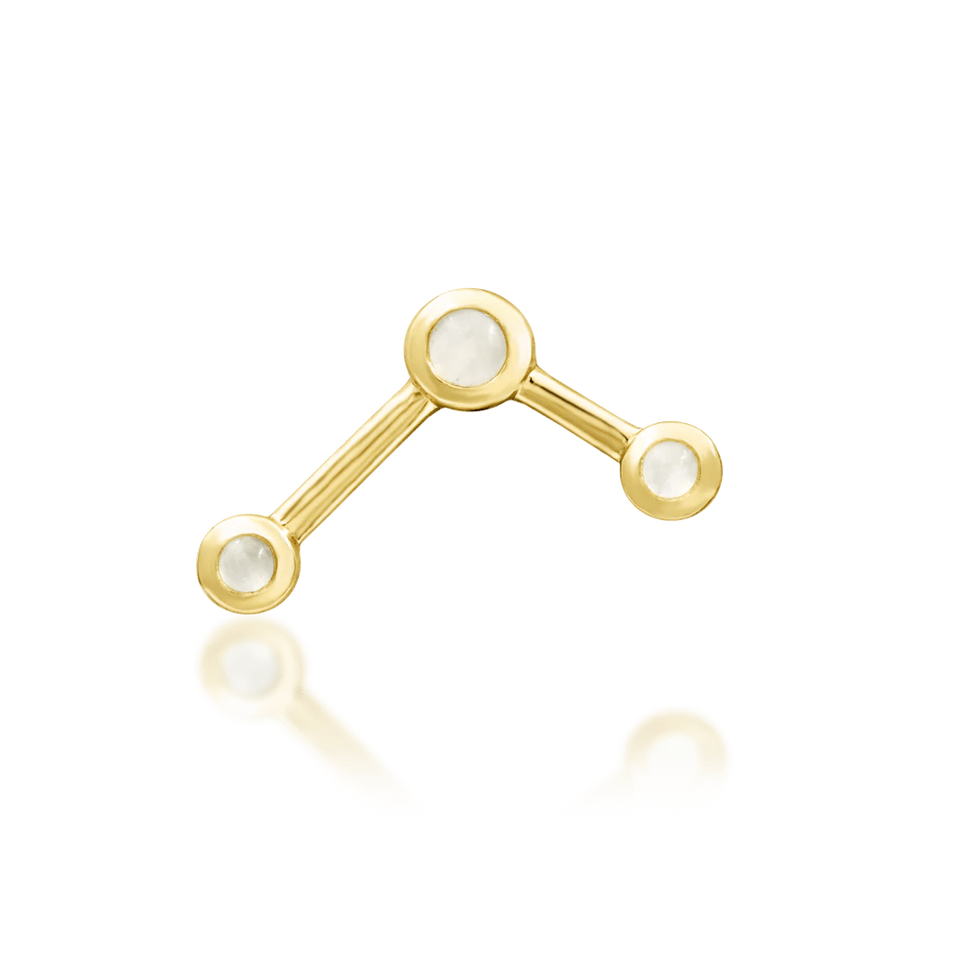 Asteria threadless end in 14k yellow gold – constellation shape with moonstones