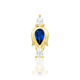Augusta 14K Gold Threadless End with Blue CZ – Front View