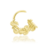 Azure 14K gold clicker ring with sculpted dragon design