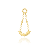 Bartok Chains 14K Gold Threadless End with Polished Bat Charm – Front View
