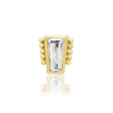 Beaded Baguette threadless end in 14k yellow gold – front view with CZ