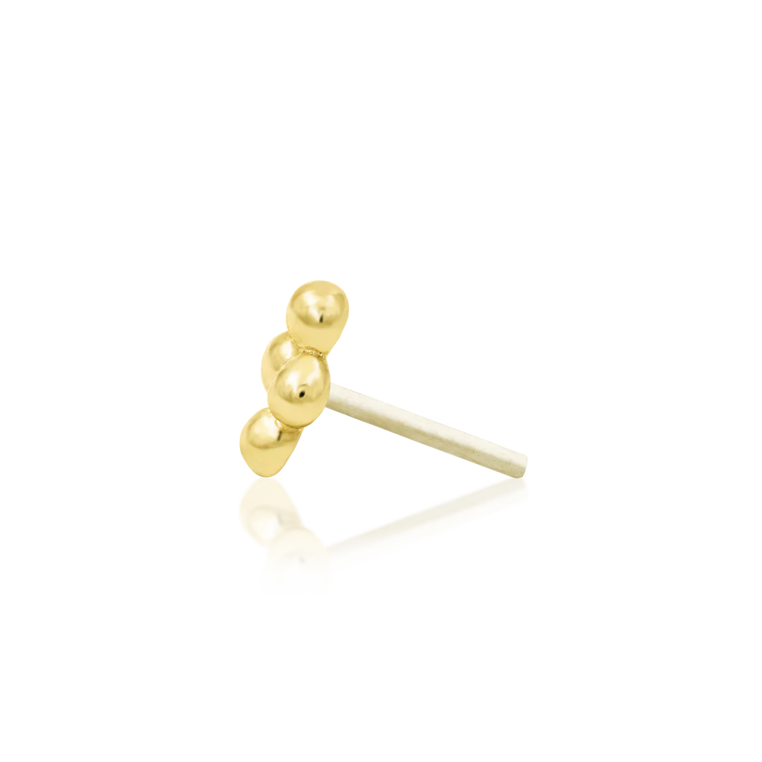 Beaded Diamond – Textured Gold Cluster – 14K Gold Threadless End