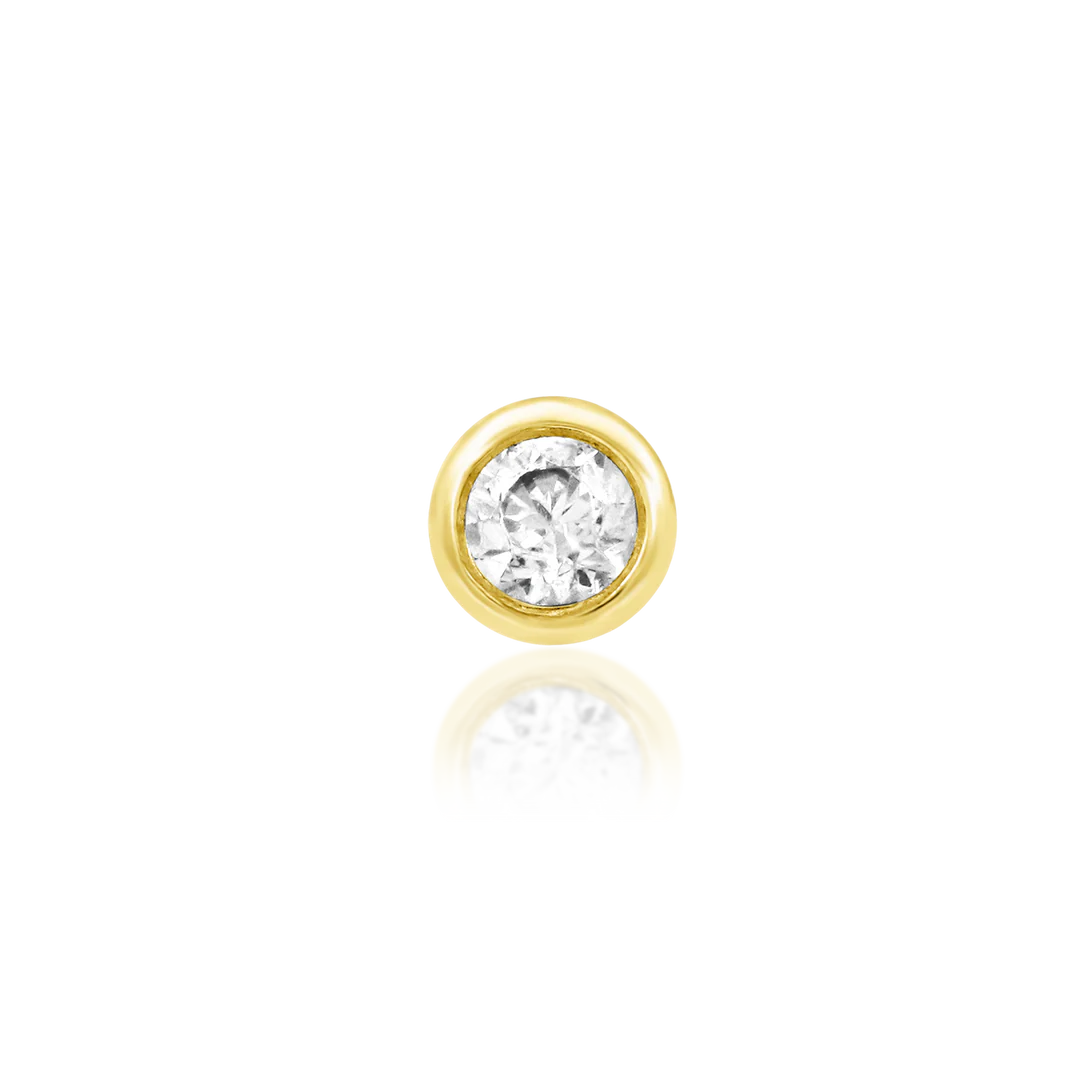 Bezel CZ – Classic Smooth Setting – 14K Gold Threadless End
