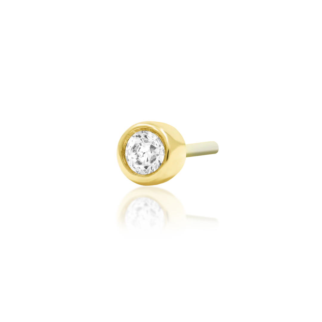 Bezel CZ – Classic Smooth Setting – 14K Gold Threadless End
