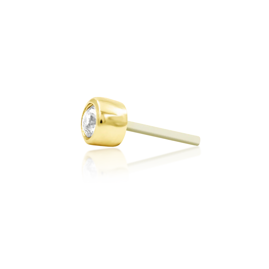 Bezel CZ – Classic Smooth Setting – 14K Gold Threadless End