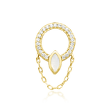 Brenna Threadless End with Moonstone and CZs – Front View