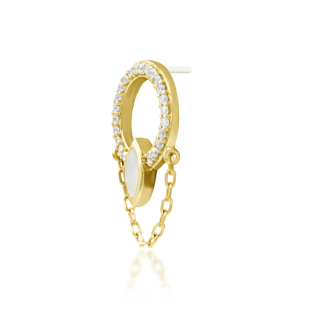 14K Gold Brenna End – Curved Halo Design Close-Up
