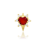 Cadence threadless end in 14k yellow gold – heart with carnelian and CZ sparkle